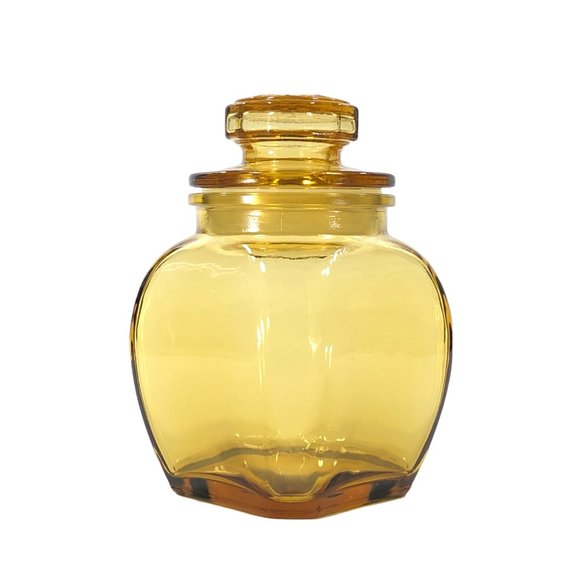 Vintage Westmoreland Sunburst Amber Glass Lidded Jar Container w/ Lid 5 in - Picture 2 of 9